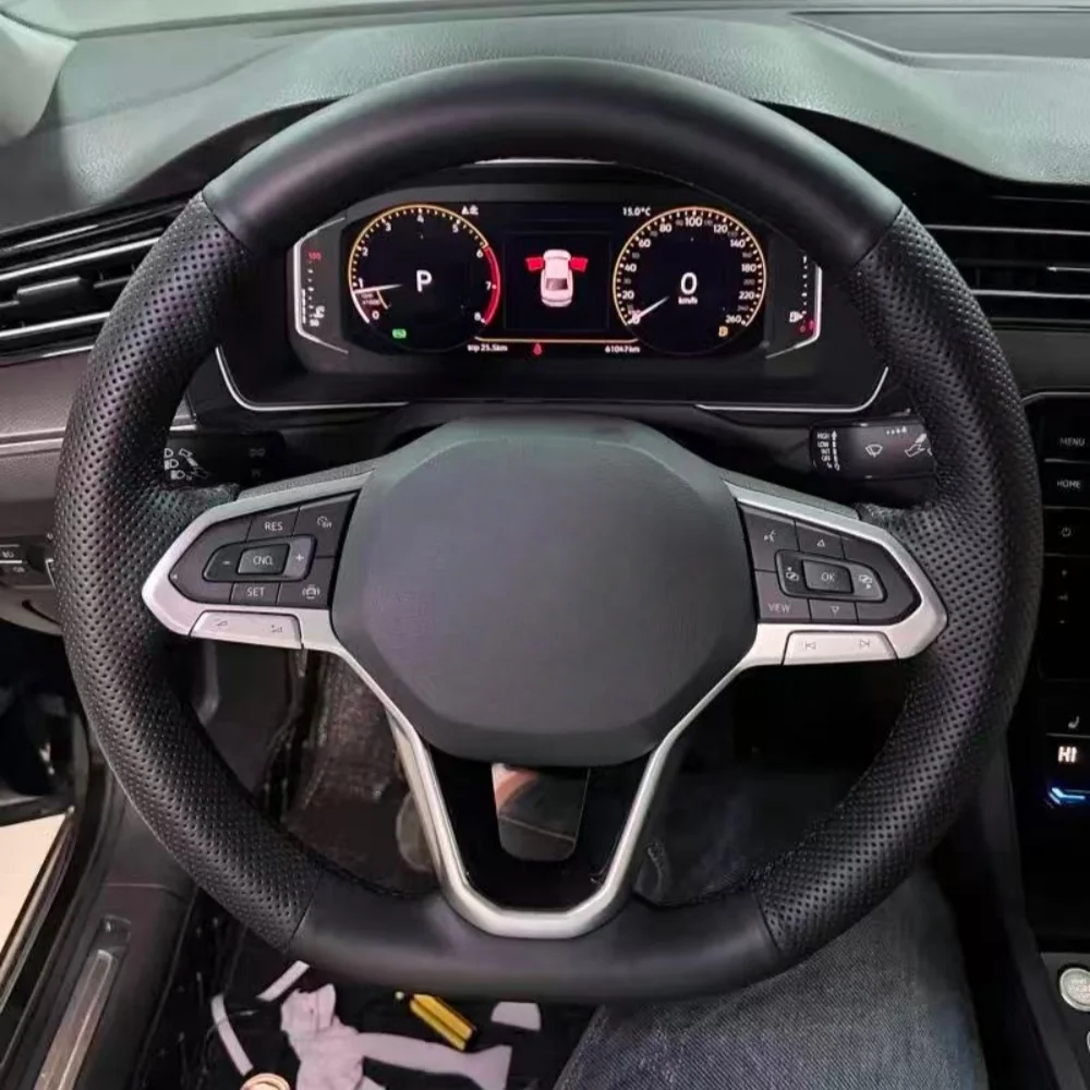 Funda para volante de coche para Volkswagen Passat B8 2019-2022 Golf 8 2020-2022, funda de cuero genuino para volante, accesorios para coche