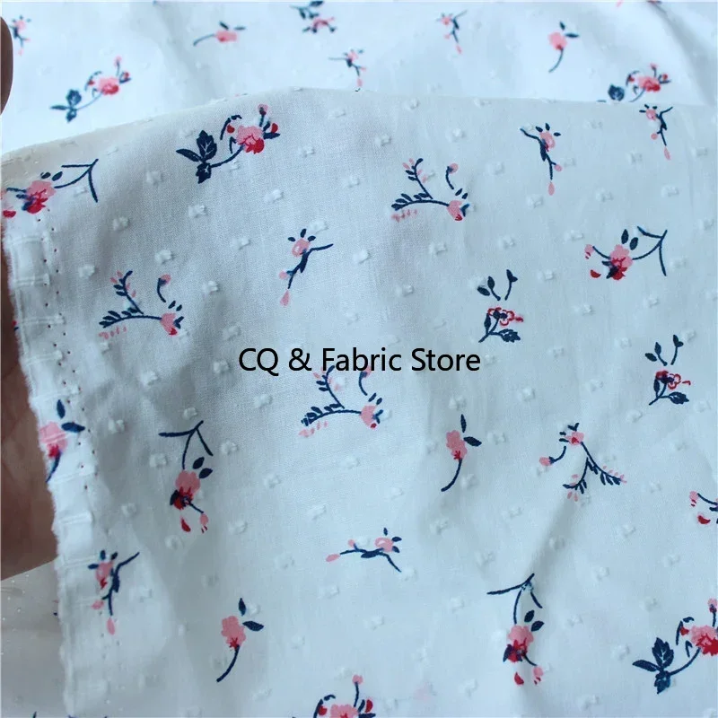 

Small Floral Printed Cotton Fabric Polka Dot Cut Flower Fabric Making Children's Clothing Women's Blouse Skirt DIY Tissue
