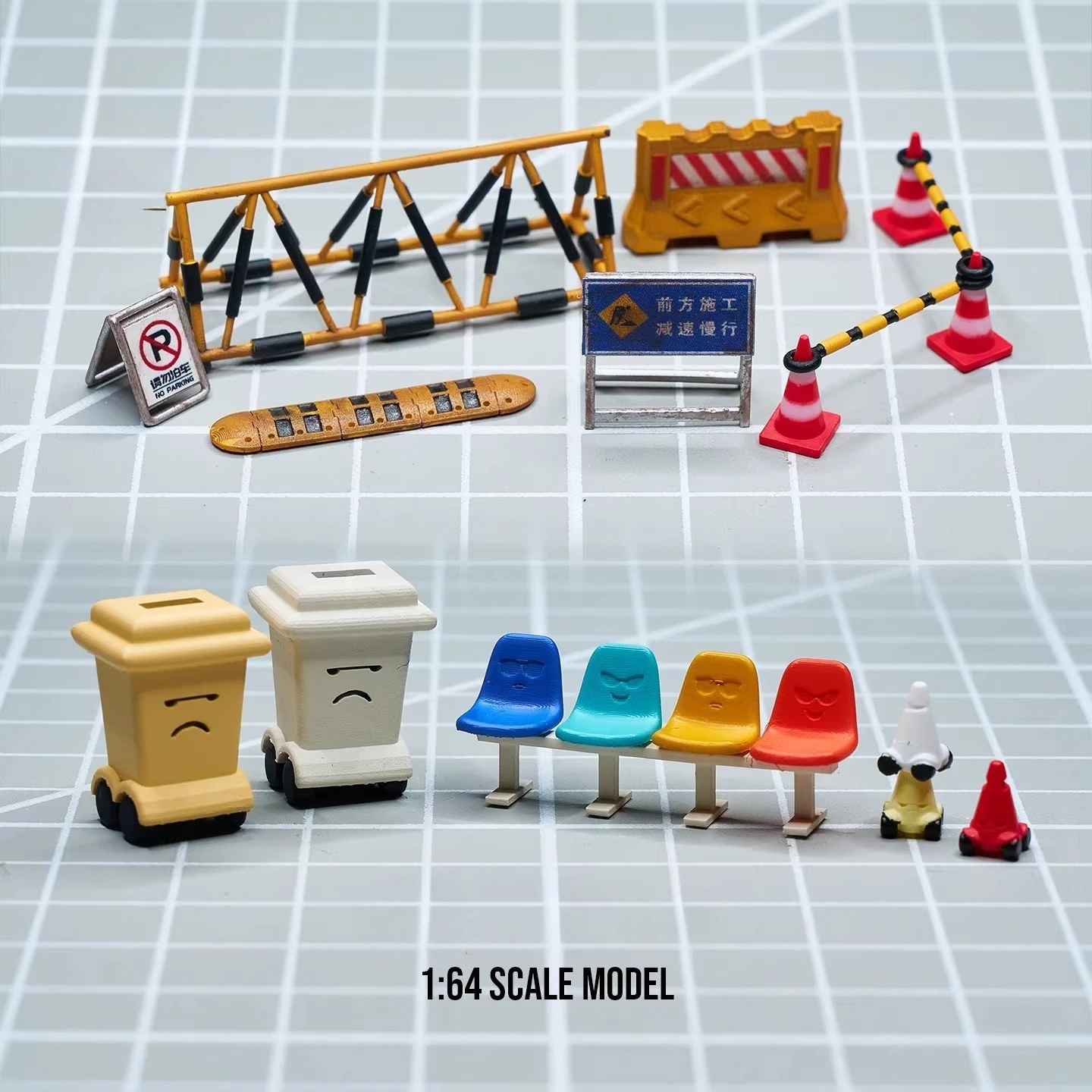 【Précommande】Modèle en résine 1/64 des équipements routiers pour collection, exposition, cadeau, objet de collection