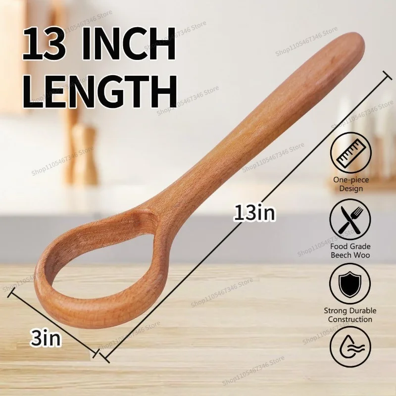 For Wooden Dough Mixer, Wooden Spatula, Acacia Beech Bread Mixing Stick