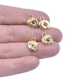 20-50pcs Charms Baby Feet Foot Gold Color Pendants For Jewelry Making Women DIY Footprint Necklace Bracelet Handmade Craft Bulk