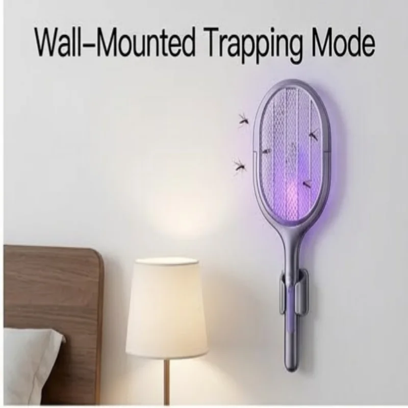Telescopic Electric Mosquito Swatter & UV Trap Lamp Extendable Safe Physical Killer Rechargeable Wall Mount No Gap