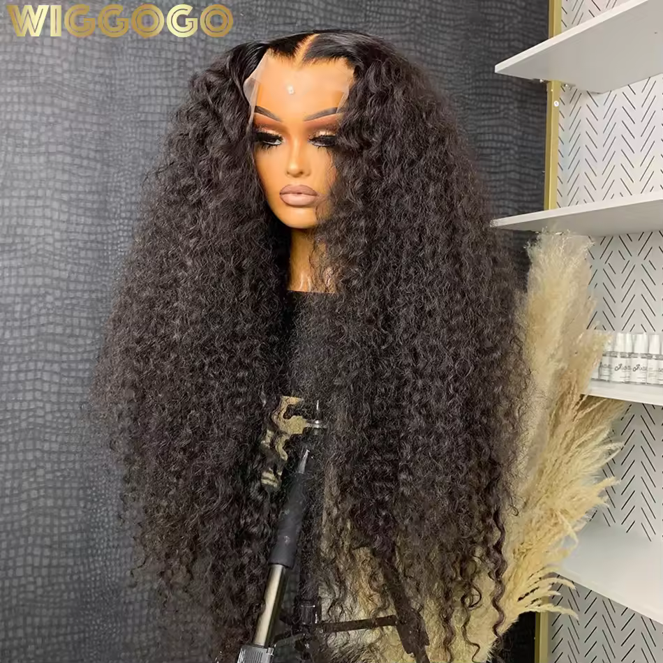 Wiggogo 250 Density 30 40 Inch Glueless Deep Wave Frontal Wig Hd Lace Wig 13X6 Human Hair 13X4 Curly Lace Front Human Hair Wigs