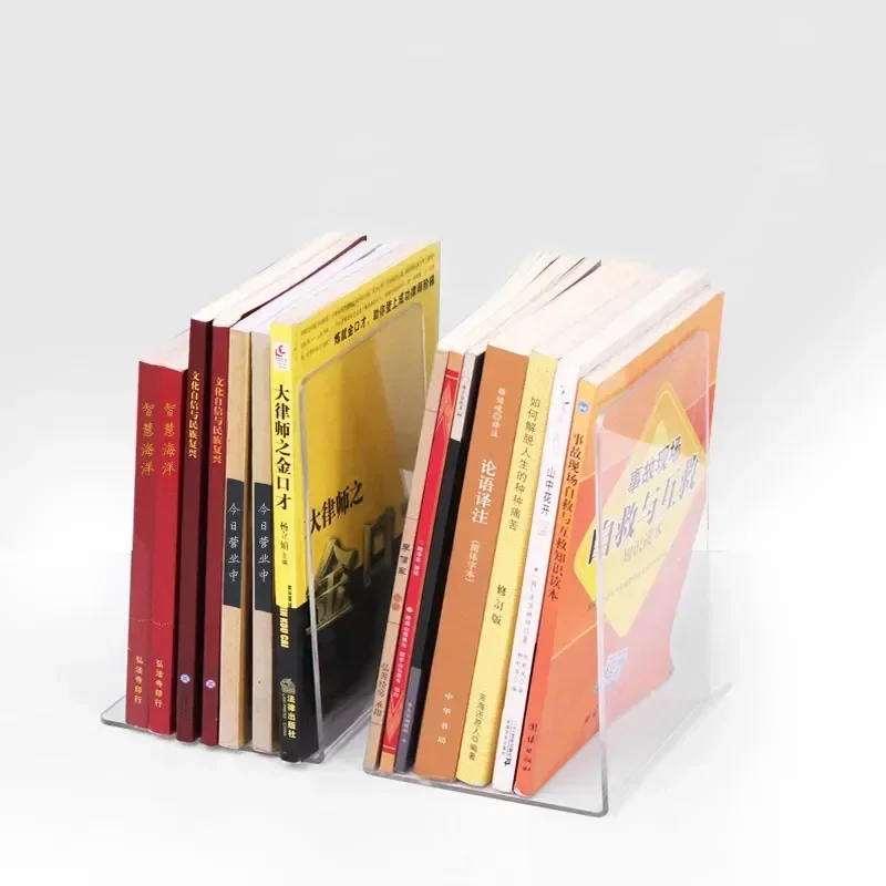 School Stationery Book Holder Bookend Desktop Decorative Storage Rack Bookshelf Stand Transparent Acrylic