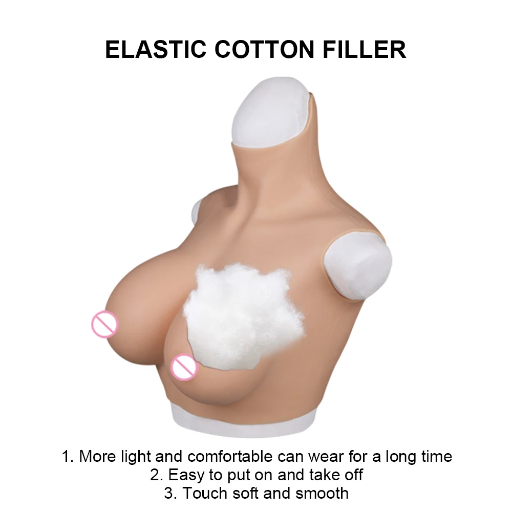 KnowU False Tits Fake Boobs Cotton Filler Breast Forms for Crossdresser Transgender Drag Sissy Cosplay Chest