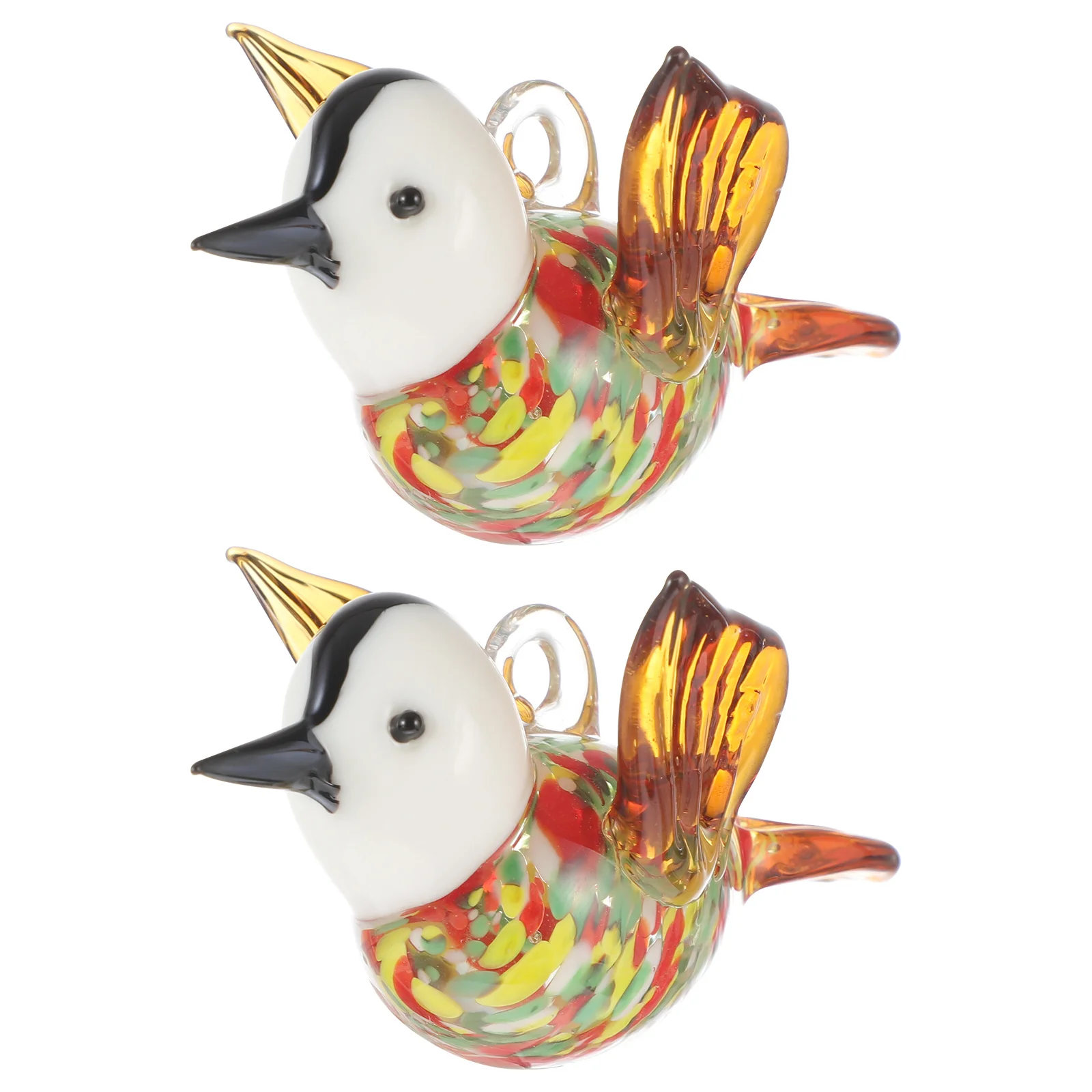 2Pcs Glass Animal Decoration Exquisite Colored Hummingbird Ornament for Home Office Hanging Bird Adornment Hummingbird Decor