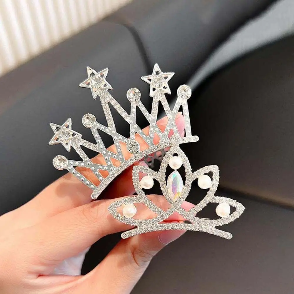 Pearl Crystal Crown Hair Comb Butterfly Flower Children Tiara Headband Wedding Jewelry Korean Style Rhinestone Hairpins Daily