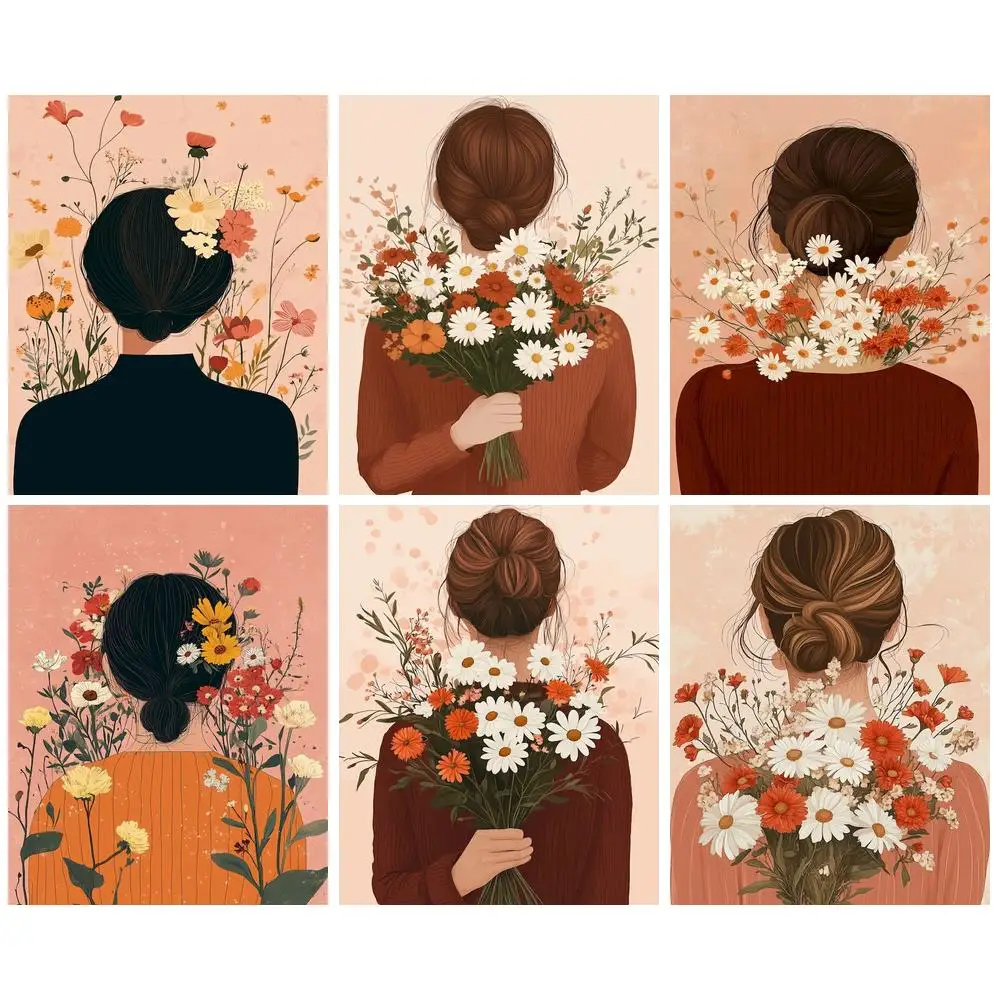 

GATYZTORY DIY Frame Paint By Number Girl And Flower For Adults Picture By Numbers Acrylic Paint On Canvas Home Decoration