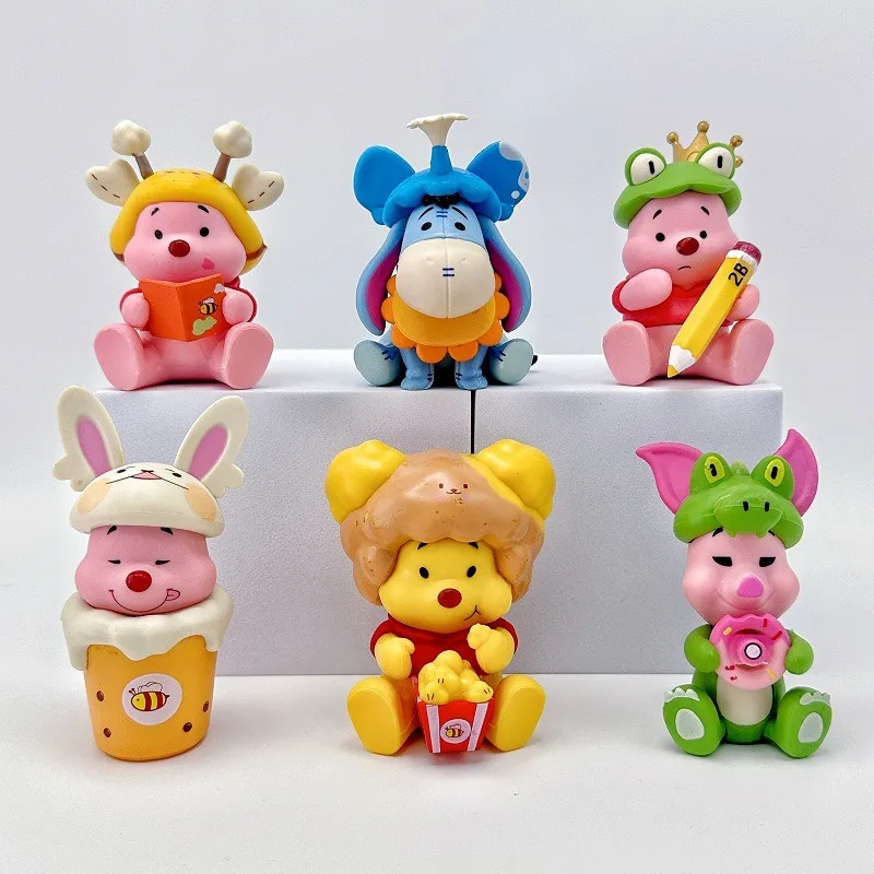 Pop 6 stks/set Disney Anime Winnie De Poeh Iejoor Knorretje Actiefiguren Versie Pvc Desktop Model Decoratie Verjaardagscadeau 9 cm