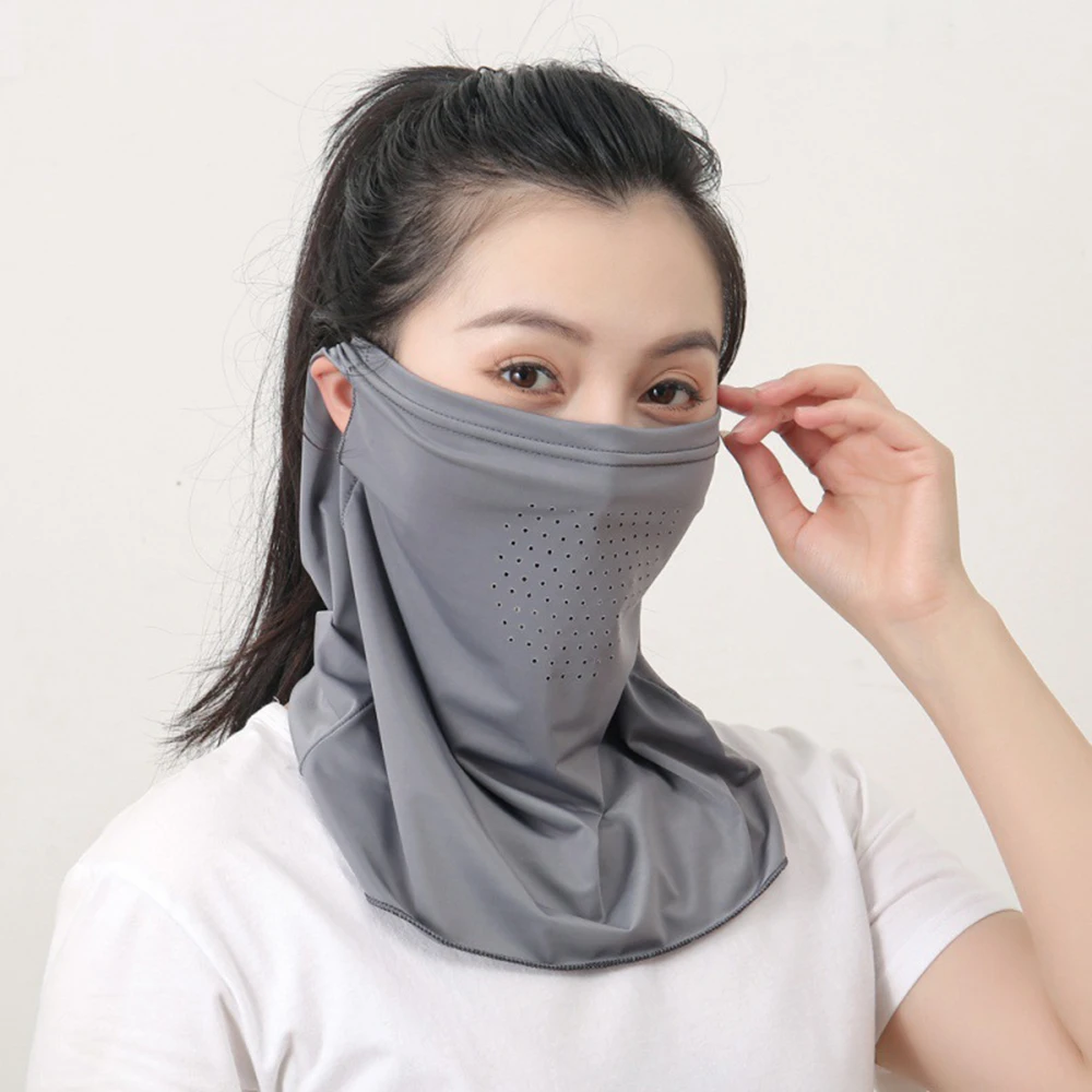 Breathable Face Scarves Summer Outdoor Face Scarf Sunscreen Face Cover Bib Ice Silk Mask Neck Wrap Cover Sun Proof Masks