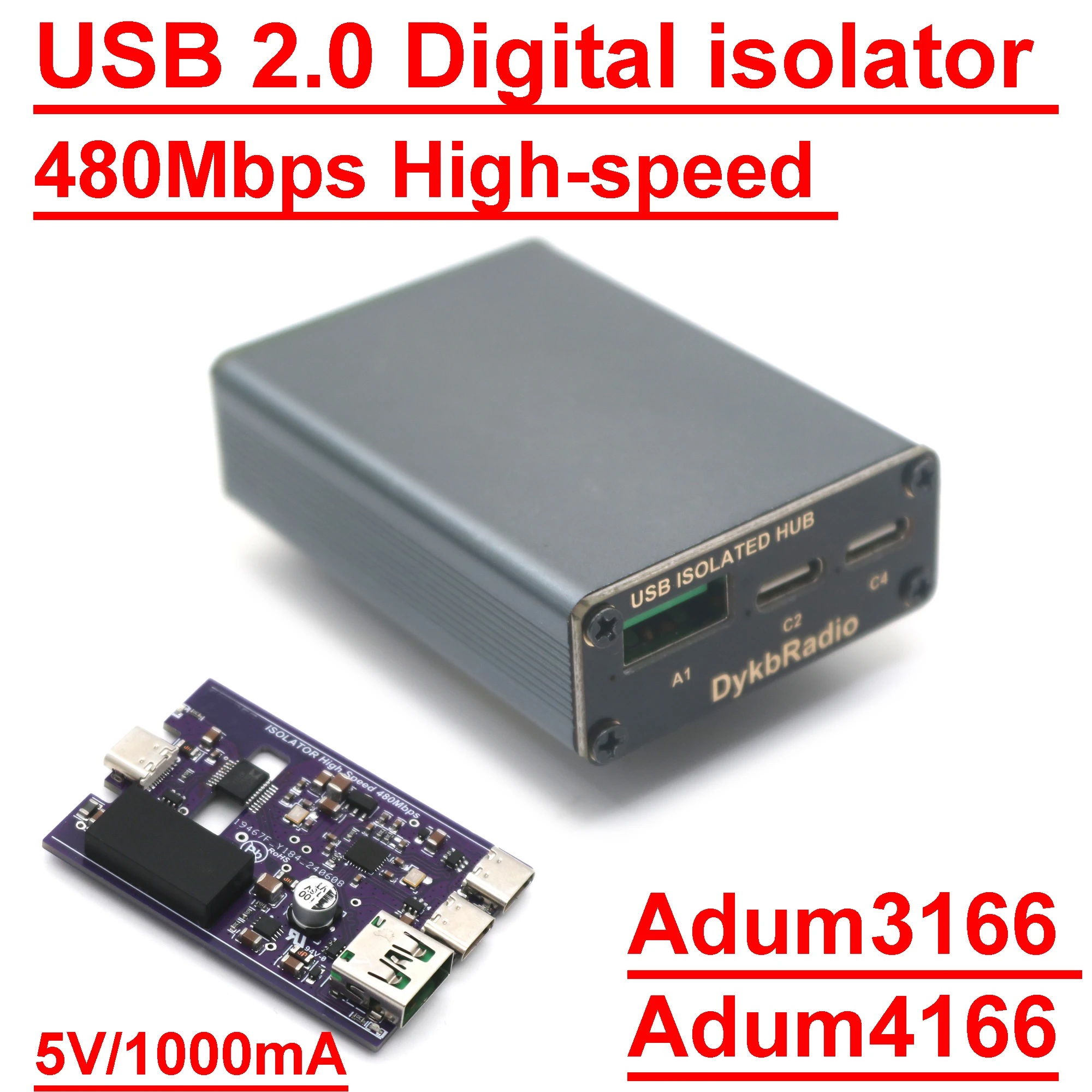 Adum4166 Adum3166 USB 2.0 Isolator 480Mbps Isolation Power Filter DAC Decoder Audio Eliminates Current Sound Sound Card Noise