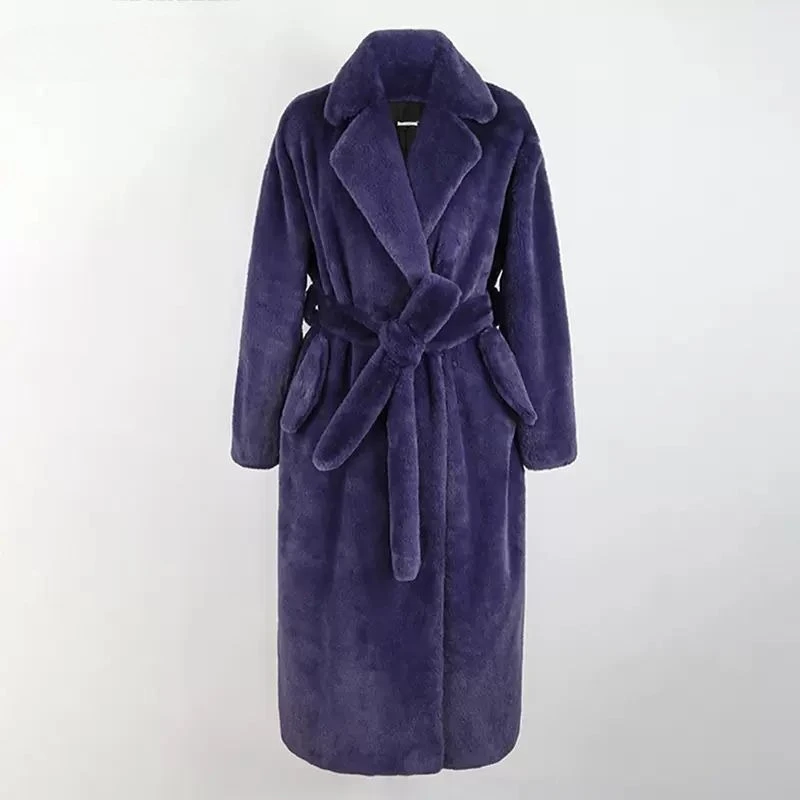 

Экологичное женское пальто, обтягивающее траву, длинный костюмный воротник, свободный силуэт, зимнее пальто из искусственного меха для женщин, шуба из норки для женщин