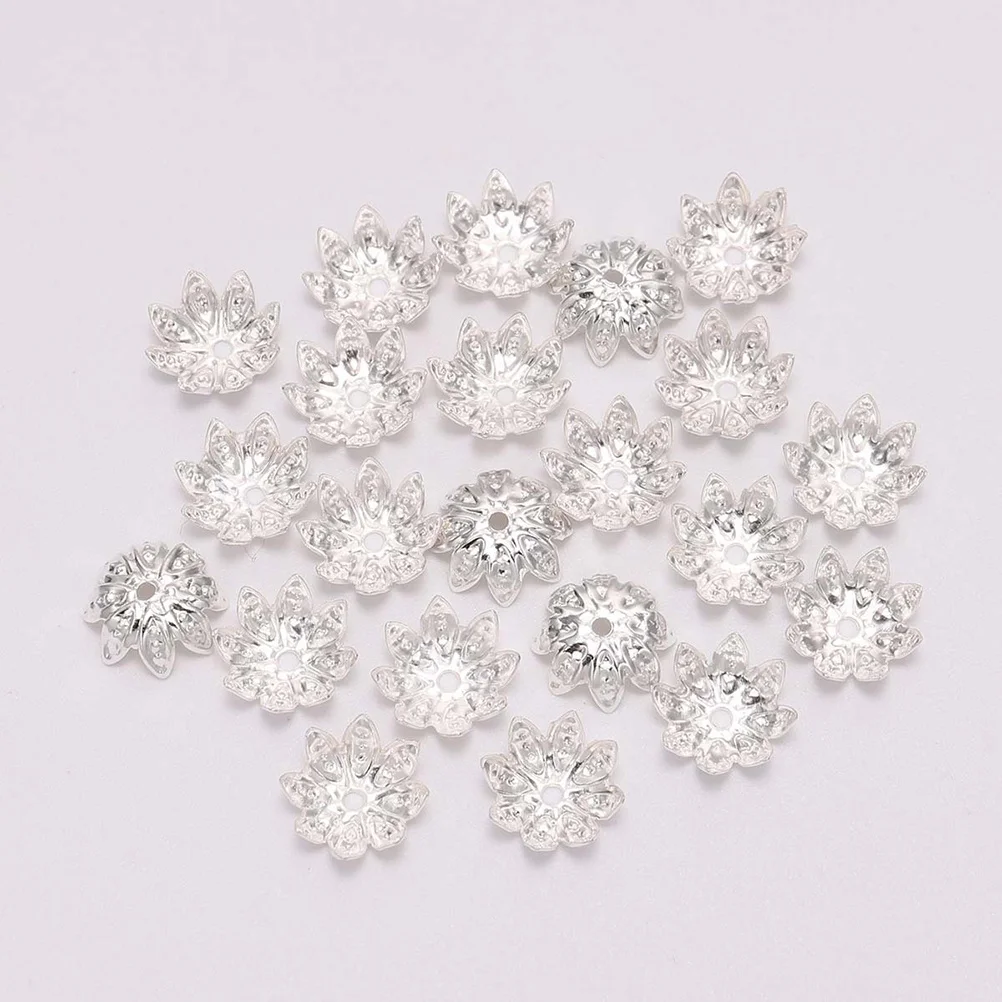 

500pcs 10Mm Vintage Bead Caps Pendant Hollow Metal End Caps For Diy Jewelry Making Flower Spacer Findings Silver Craft