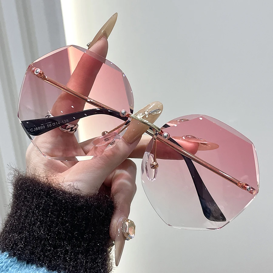 1 نظارات تلبيس نسائية عصرية بدون إطار، غير منتظمة الشكل، مناسبة لكل من الرجال والنساء، مثالية للتزيين والعطلات وكهدية