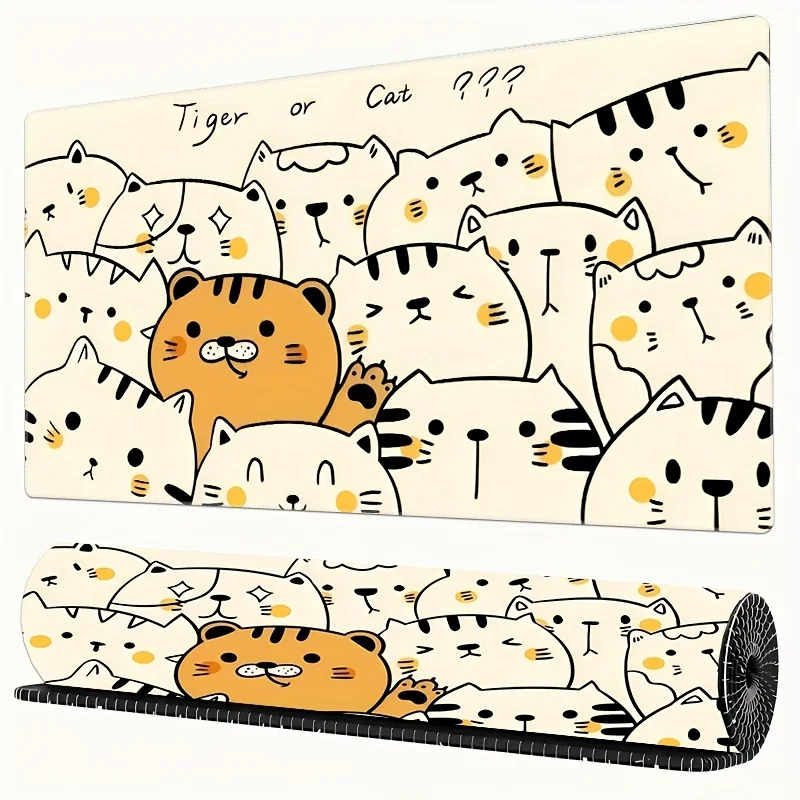 لوحة ماوس لطيفة على شكل قطة ونمر مصنوعة من المطاط المضاد للانزلاق والمتين مع طباعة عالية الدقة، مناسبة لكل من المكاتب والمنازل #2