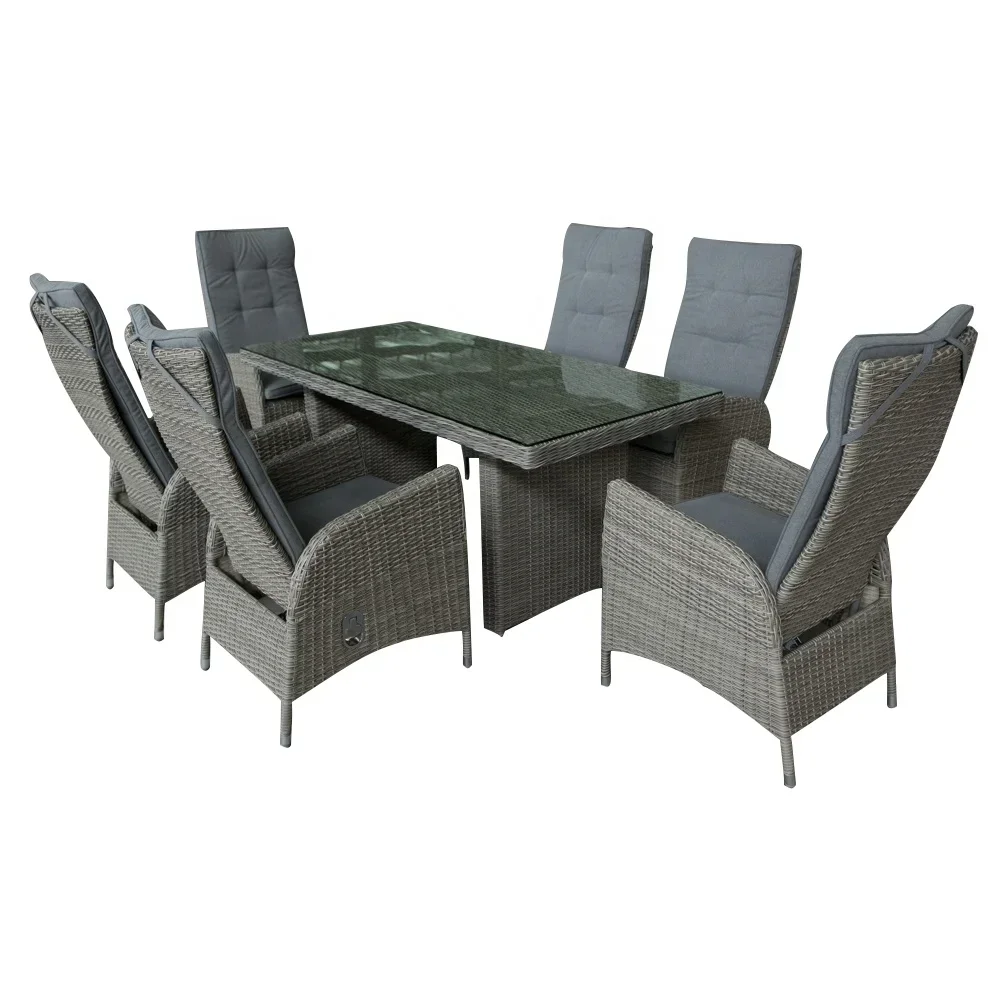 

7pcs Aluminium Wicker Patio Furniture Outdoor Dining Table And Chair
