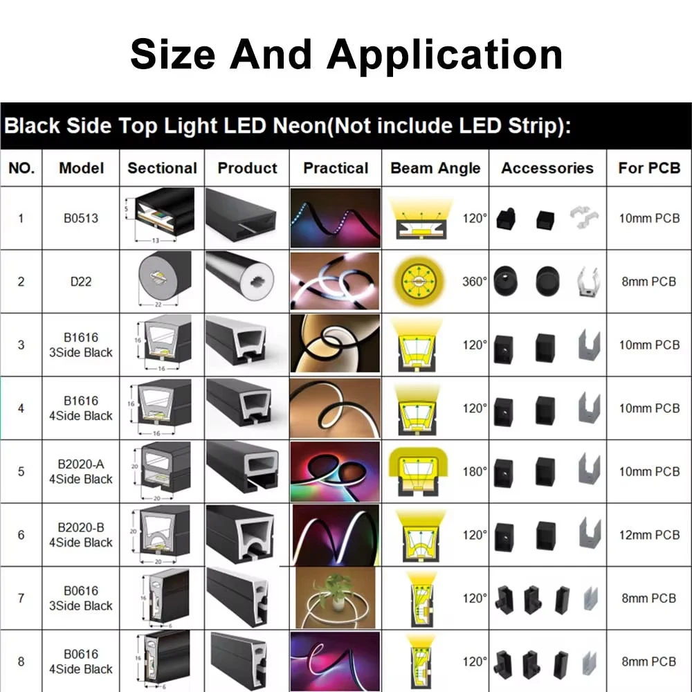 LED Neon Black Tube 1m 2m 3m 4m 5m IP67 Waterproof Silicone Soft Lamp for WS2812B WS2811 SK6812 Strip Light Outdoor Decoration