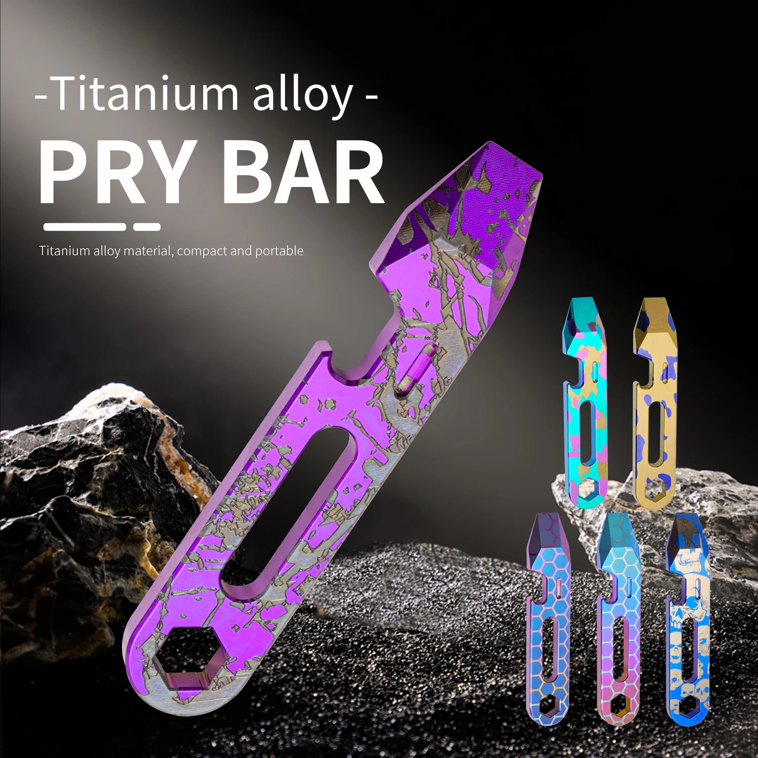 

Titanium Alloy Pry Bar Keychain Accessories Multifunctional Portable Bottle Opener Outdoor EDC Tools With Dividing Rule