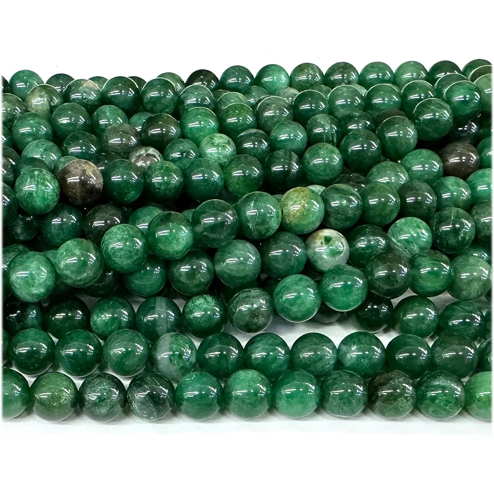 Veemake Natural Green Chlorite Euchlorite Fuchsite Round Smooth Loose Beads 08119