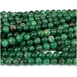 Veemake Natural Green Chlorite Euchlorite Fuchsite Round Smooth Loose Beads 08119