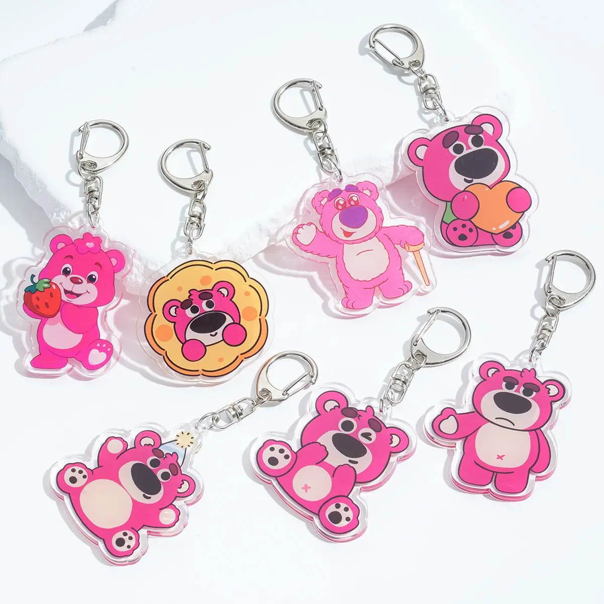 Acrylic Cartoon Anime Pendant Keychains Holder Car Key Chain Key Ring Phone Bag Hanging Jewelry Gifts Accessories Disney Lotso