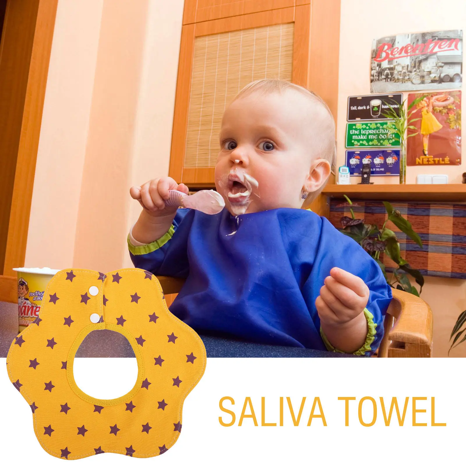 

Набор из 5 водонепроницаемых слюнявчиков из премиального хлопка для младенцев и малышей, для прорезывания зубов и кормления