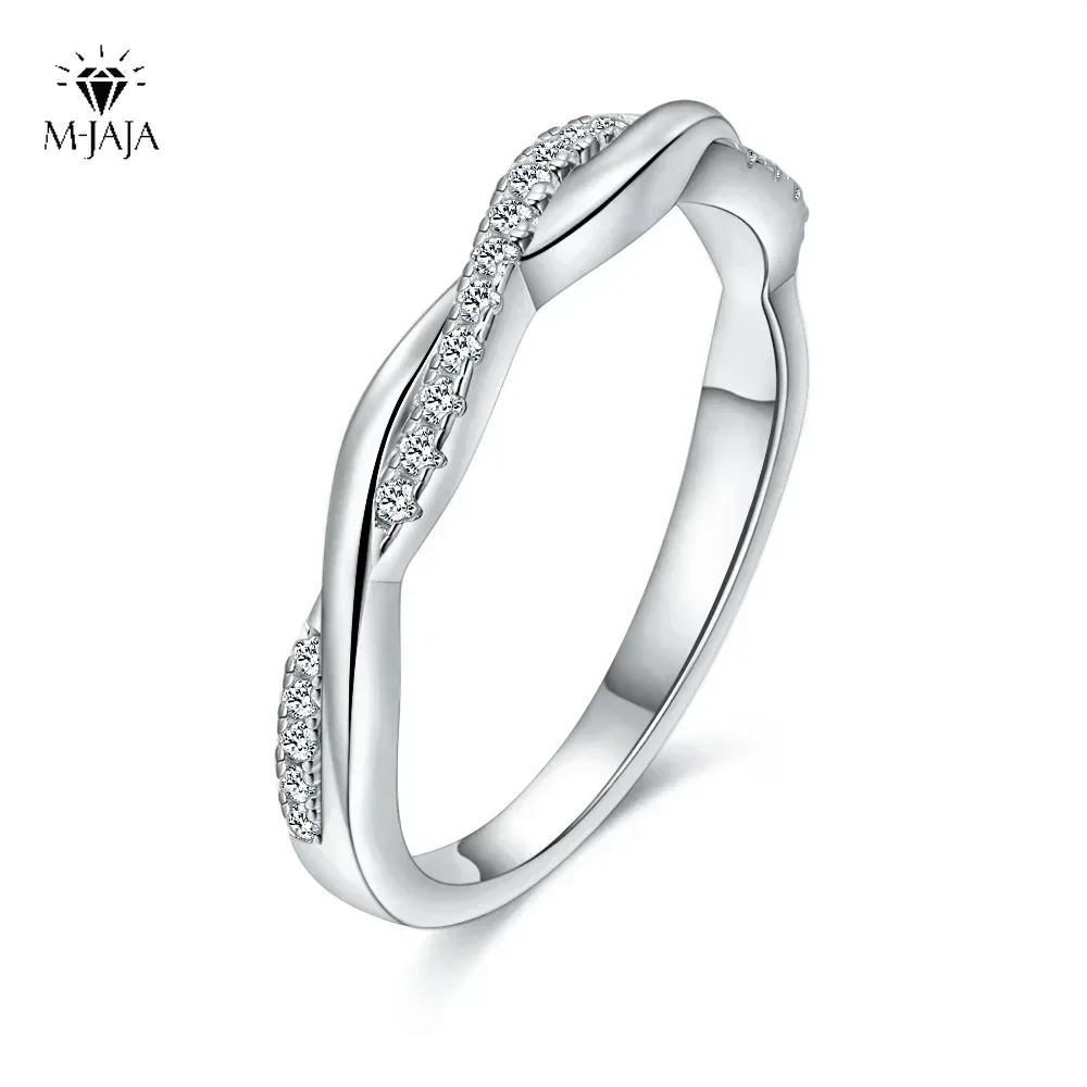 M-JAJA Twist Infinity Stackable Moissanite Wedding Band for Women Party S925 Silver 2CT Diamond Engagement Ring Fine Jewelry Set