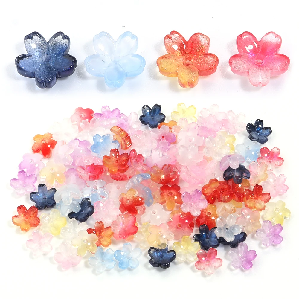 50 Stück 10,5 mm Kirschblüten-Lampwork-Perlen, buntes Glas, lose Perlen für Schmuckherstellung, DIY-Handwerk, Armband, Halskette, Zubehör
