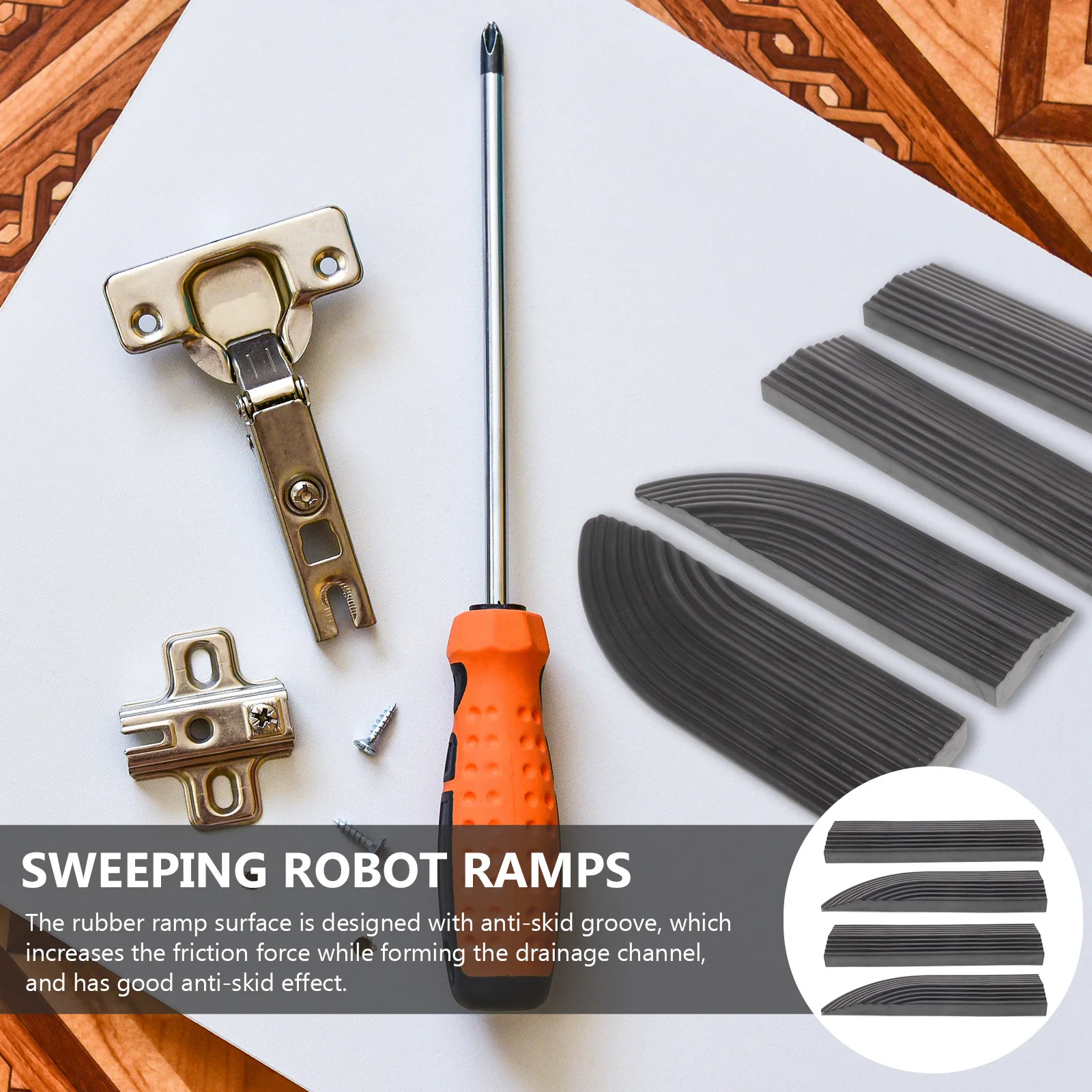 

4Pcs Rubber Threshold Ramp Anti Skid Triangle Side Household Slope Ramp for Sweeping Robot Wheelchair Entry Transition