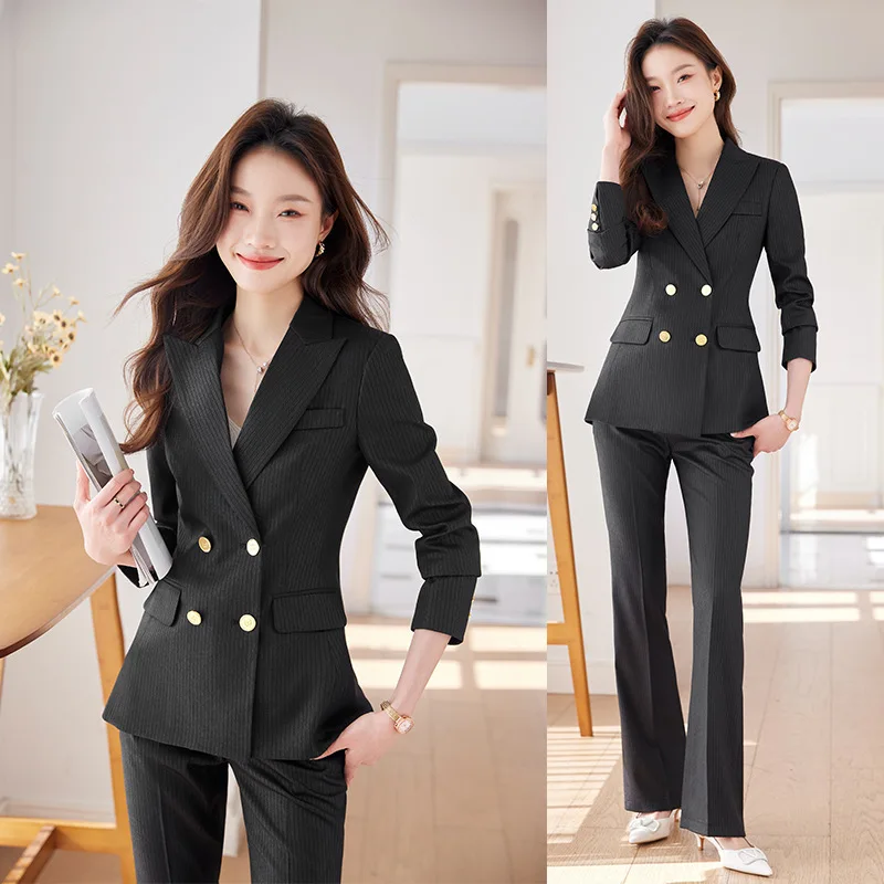 Striped Suit Women's Spring and Summer2024New Business Suit Elegant Striped High-End Formal Suit Overalls