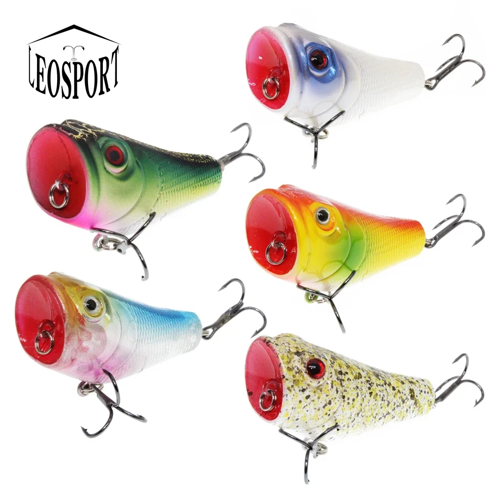 New Arrival 1pcs Fishing Lures High Quality Popper Plastic Fishing Tackle 5 Colors Available 5CM/8G Hard Baits 6# Hooks 3D Eyes