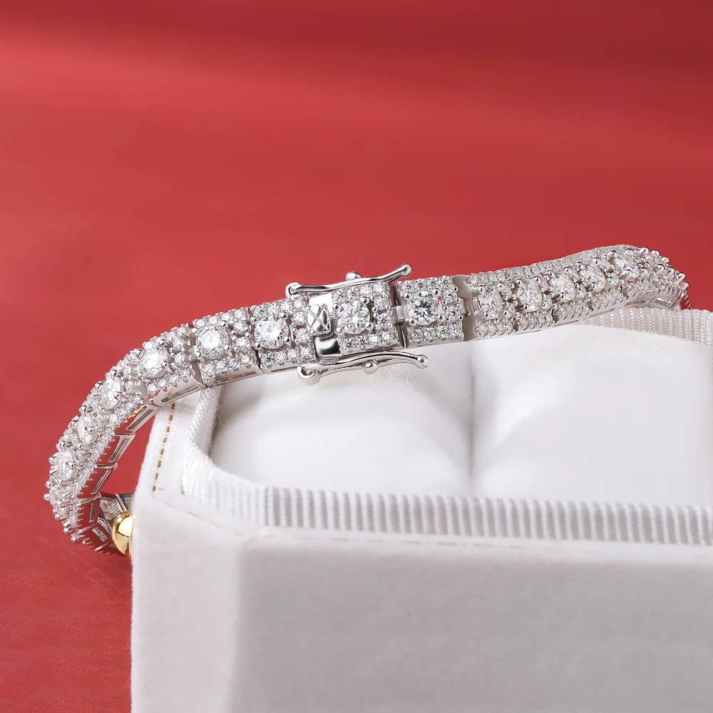 BXINY Luxury Full Moissanite Bracelet S925 Silver Sparkling Diamond for Women Engagement Wedding Fine Jewelry Gift GRA Certified
