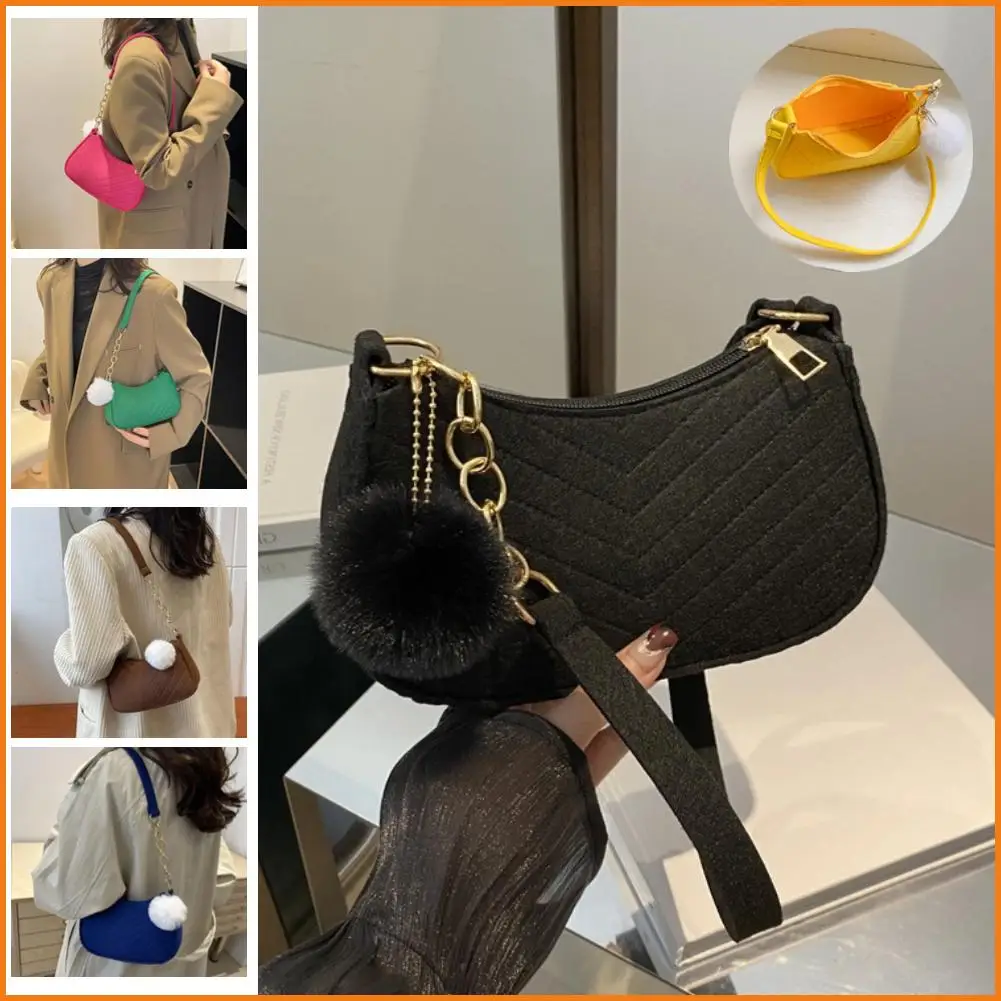 Mini Shoulder Bags For Women Fashion Felt Women's Bag Simple Niche Trend Felt Bag Commuter Underarm Bag