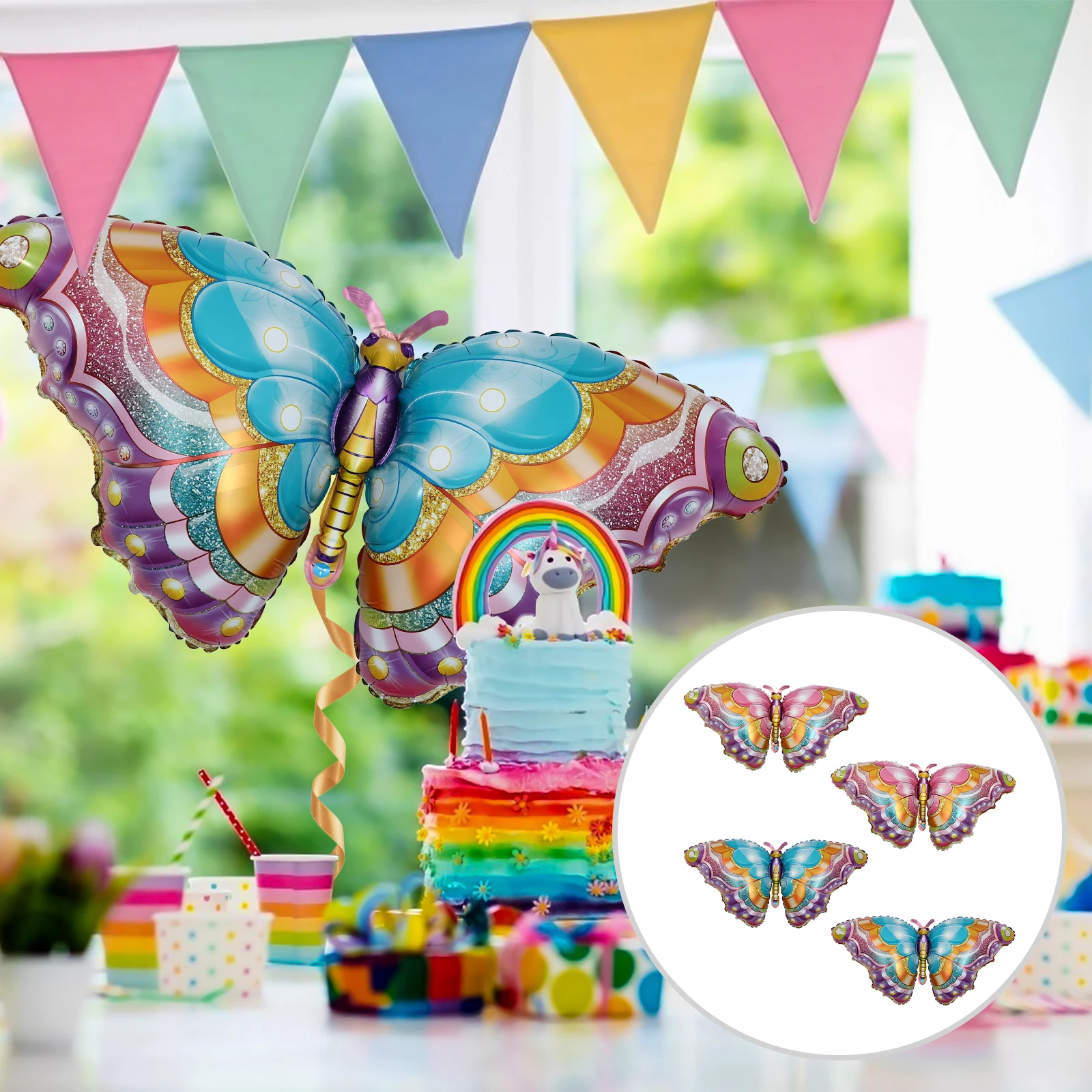 

4pcs Aluminum Foil Decorative Balloons Festival Celebration Decoration Balloons