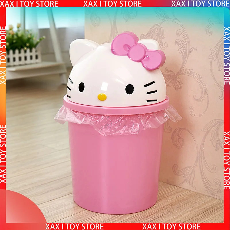 New Sanrio Hello Kitty Dustbin Trash Can Rubbish Bin Garbage Binsanrio Kawaii Trash Can Living Room Bedroom Toilet Paper Basket