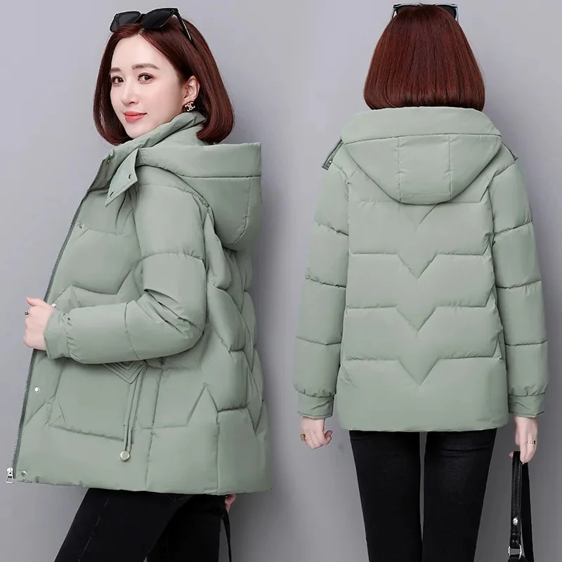 2023 Winter Jacket Women Parkas Hooded Thick Down Cotton Padded Parka New Korean Puffer Female Short Slim Warm Snow Wear Outwear