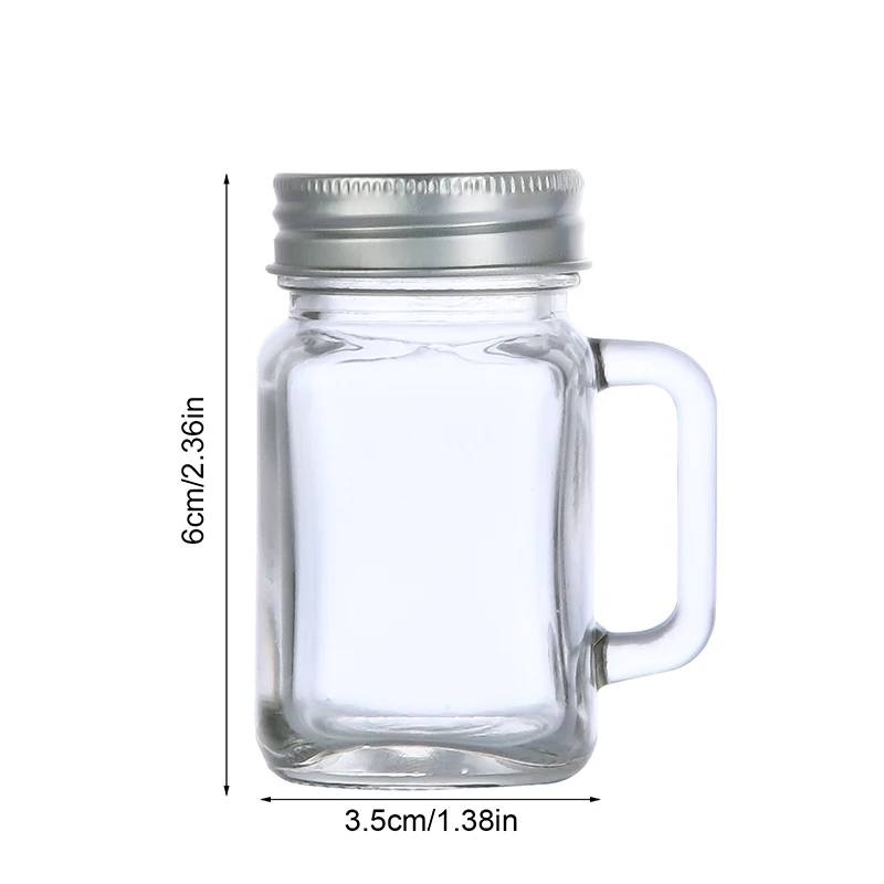 1Pc 40ML Portable Mini Mason Jar With Handle Leakproof Glass Water Bottle For Milk Cold Brew Coffee Crystal Wine Whisky Glass