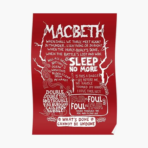 Shakespeare Is Macbeth  Poster Home Mural Decor Funny Painting Vintage Print Picture Decoration Wall Art Room Modern No Frame