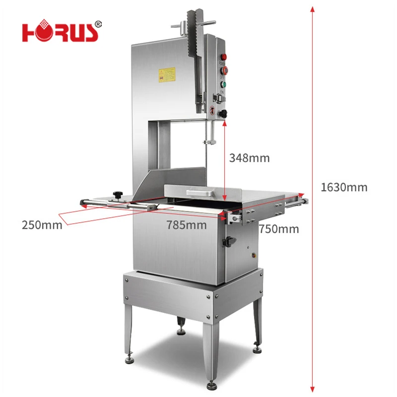 HR-300A 1800W Semi-Automatic Bone Saw 300mm Wheel 2400mm Blade Adjustable Thickness Stainless Steel Frozen Meat Cutter