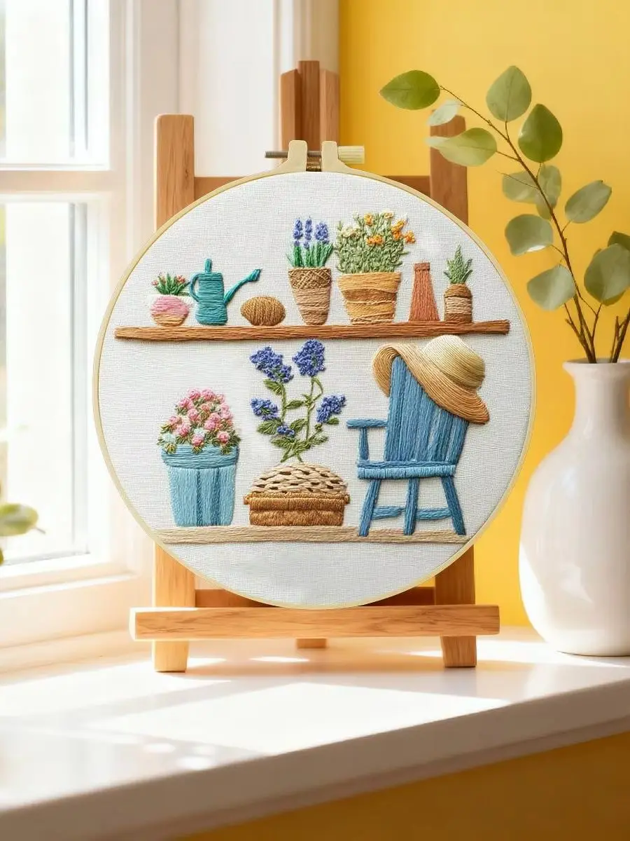1 Stück 20x20 cm/15x15 cm (7,87/6,3 Zoll) Stickerei-Starter-Kit mit Meerblick, DIY-Kit, Stickerei-Set für Anfänger – Detail 6