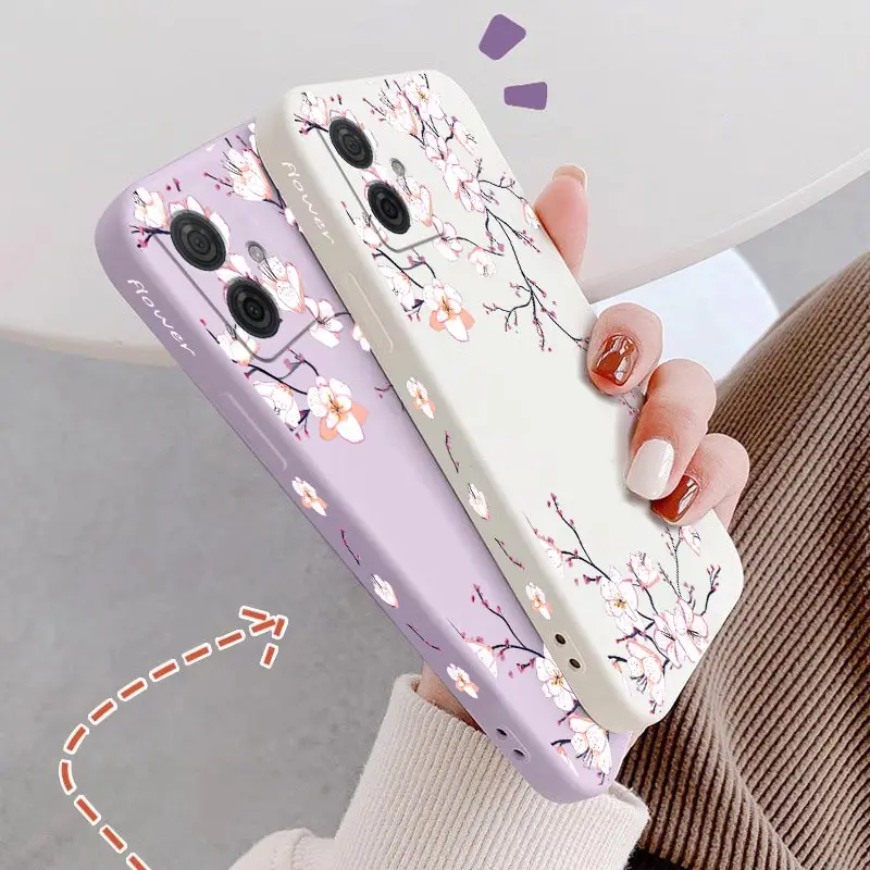 G54 Bright Orchid Silicone Phone Case For Motorola Moto G42 G54 G22 G24 G100 G52 G14 G53 G72 G50 G34 G9Plus G8Play G84 Cover
