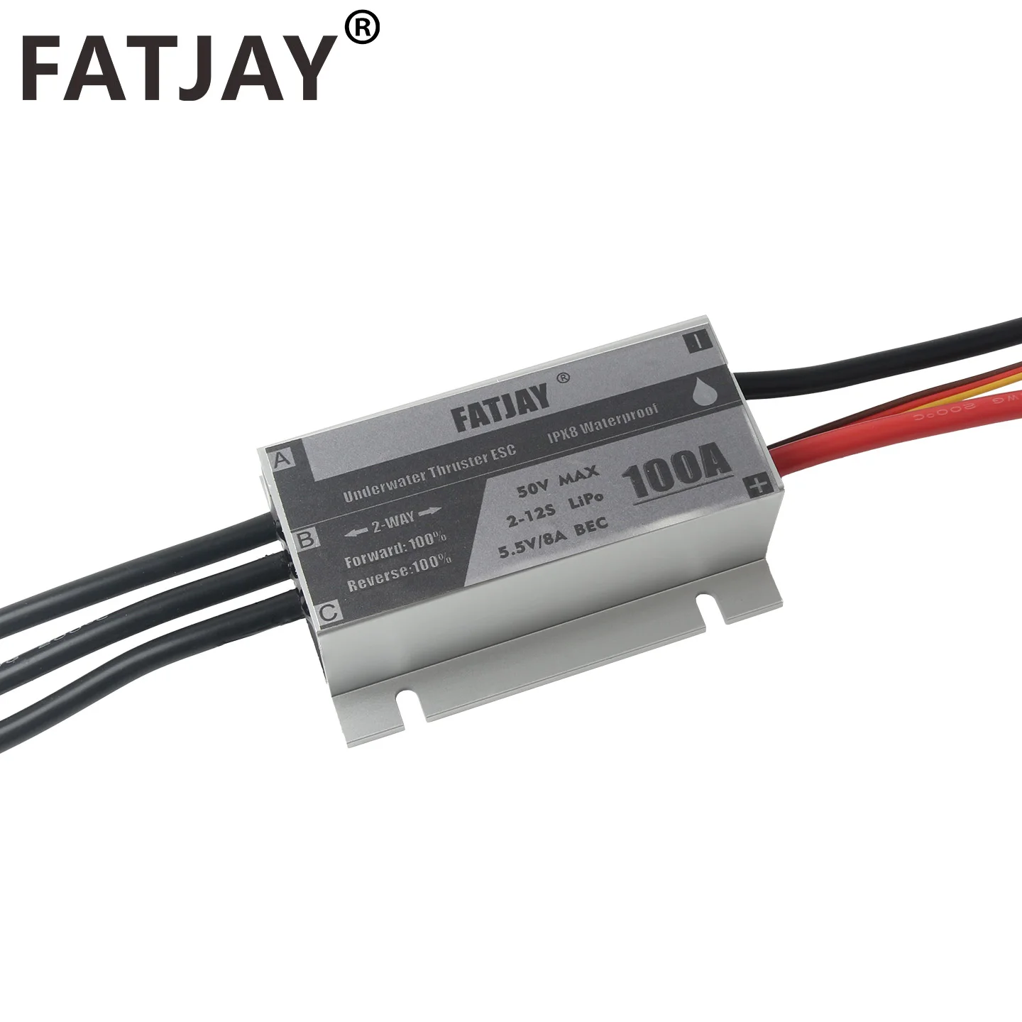 

IPX8 FATJAY Waterproof 100A ESC 2-12S 48V Brushless Electronic Speed Controller for Driver Surfboard Manned Boat Drive Accessory