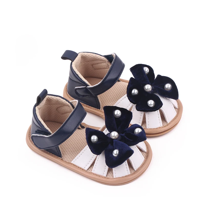 Baby Summer Sandal for Toddler Girls Outdoor Prewalking Shoes Cute Bowknot Design with Pearls