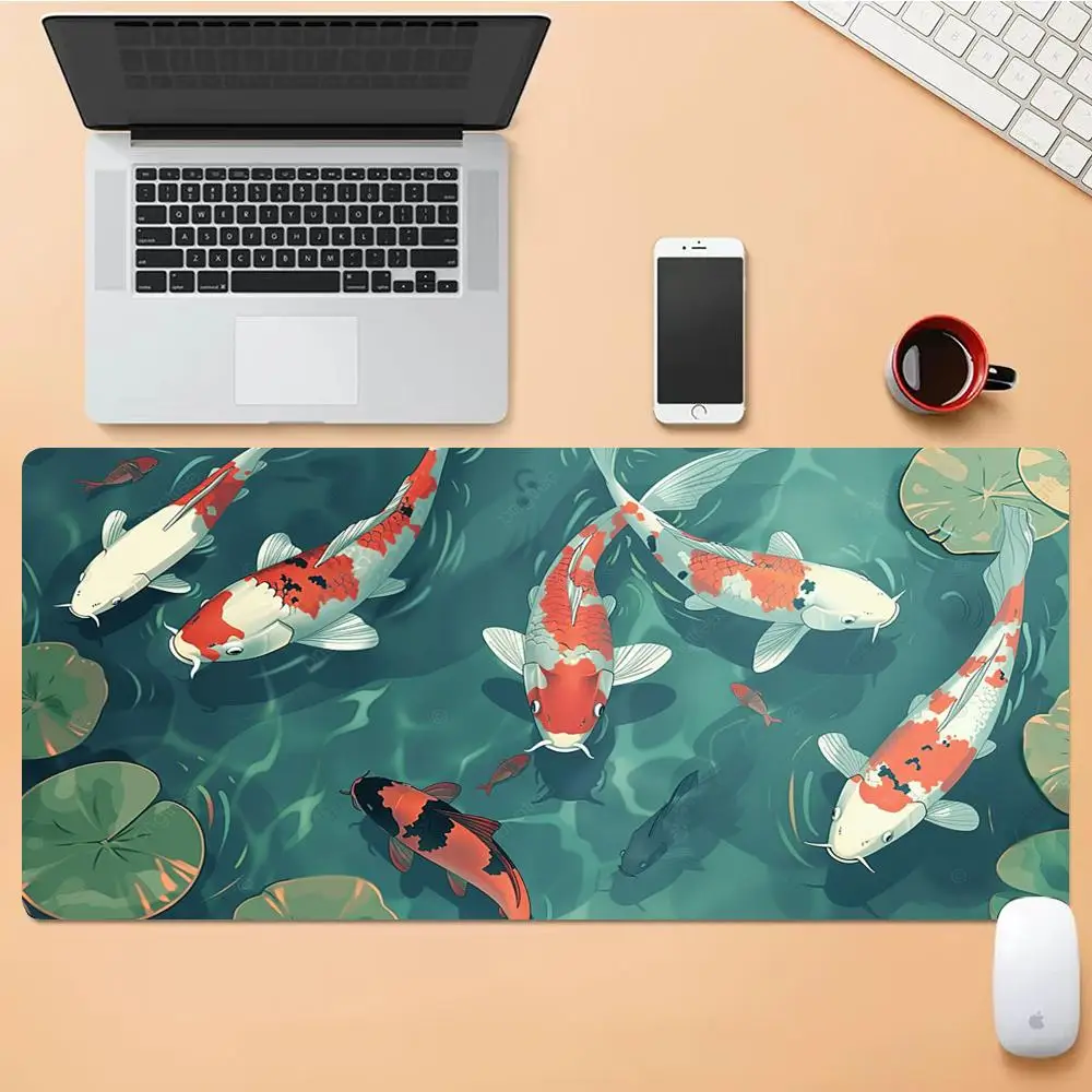 

Carp Mouse Pad Desk Mouse Pad Cute HD Desk Pad Extended Gaming Keyboard Mats Large XXL Gamer Mousepad 90x40