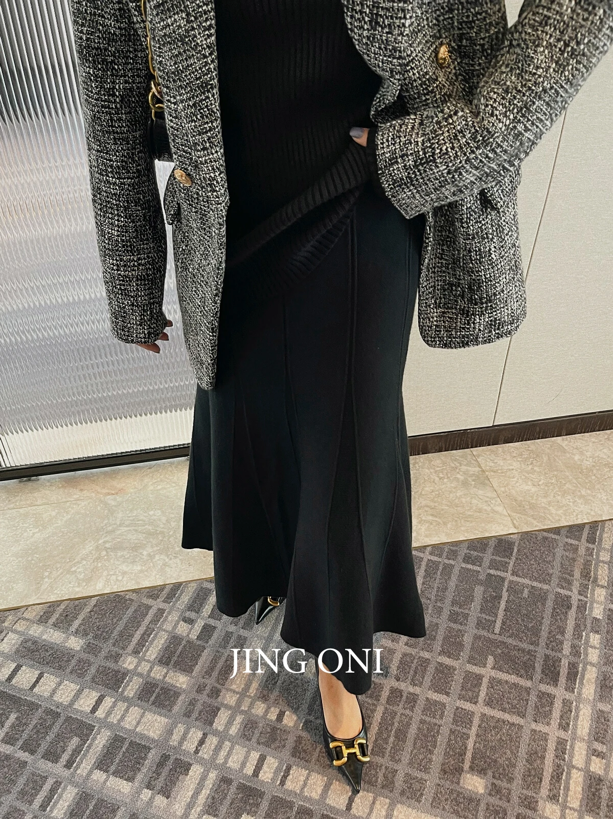 Trumpet Long knit Skirts Elegant Woman Clothing 2023 Vintage Korean Fashion Style Autumn Y2K High Waist Winter Gothic Wrap New