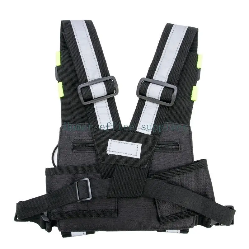 

K43B Two Way Walkie Talkie Chest Harness Holder Radio Shoulder Holster Vest Rig Front Pack Radio Reflective Carry for C