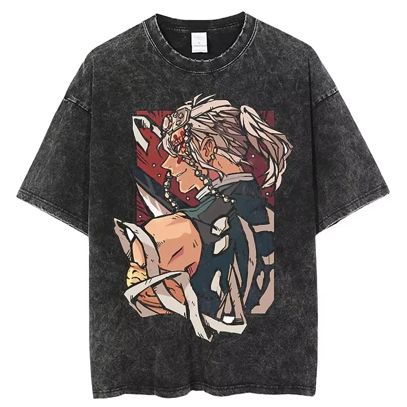 

Оригинальная свободная хлопковая футболка Demon Slayer Ghost Slayer Blade, мужская и женская футболка, летние свободные хлопковые топы, футболка