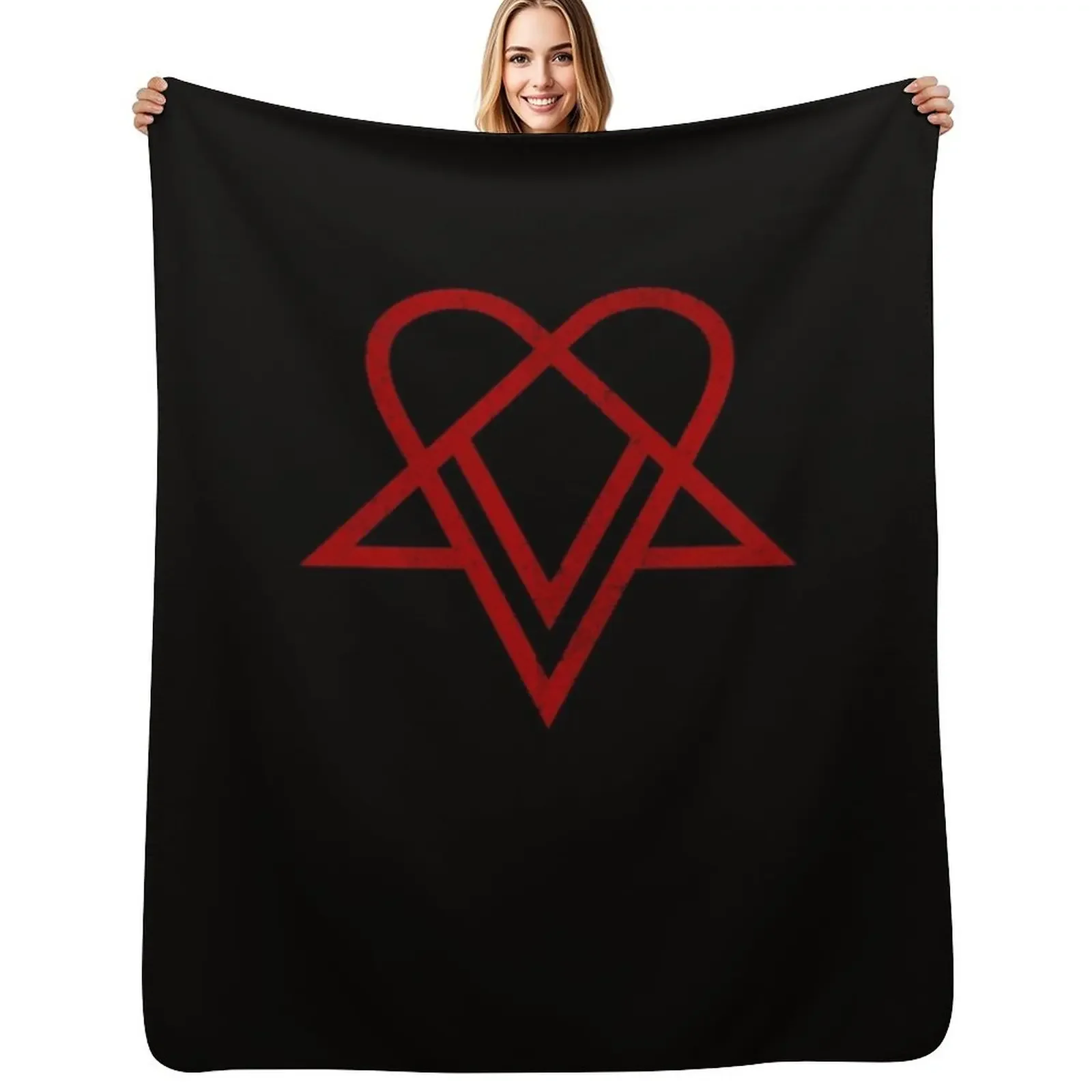 

Heartagram Him Band Logo Tee Heartagram symbol Ville Valo Throw Blanket Thermals For Travel Designers Thins Furry Blanket