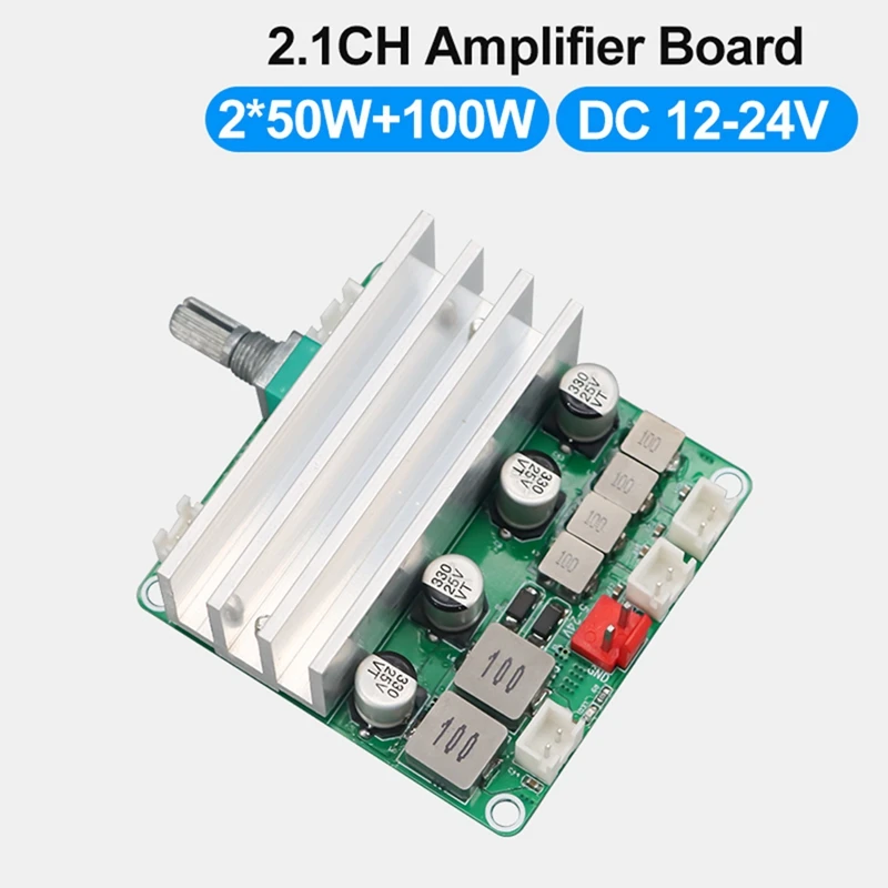 New Digital Audio Power Amplifier Board 2.1 Channel 2X50W&100W 12V-24V Home Theater DIY Amplifier Module With Bass Andtreble