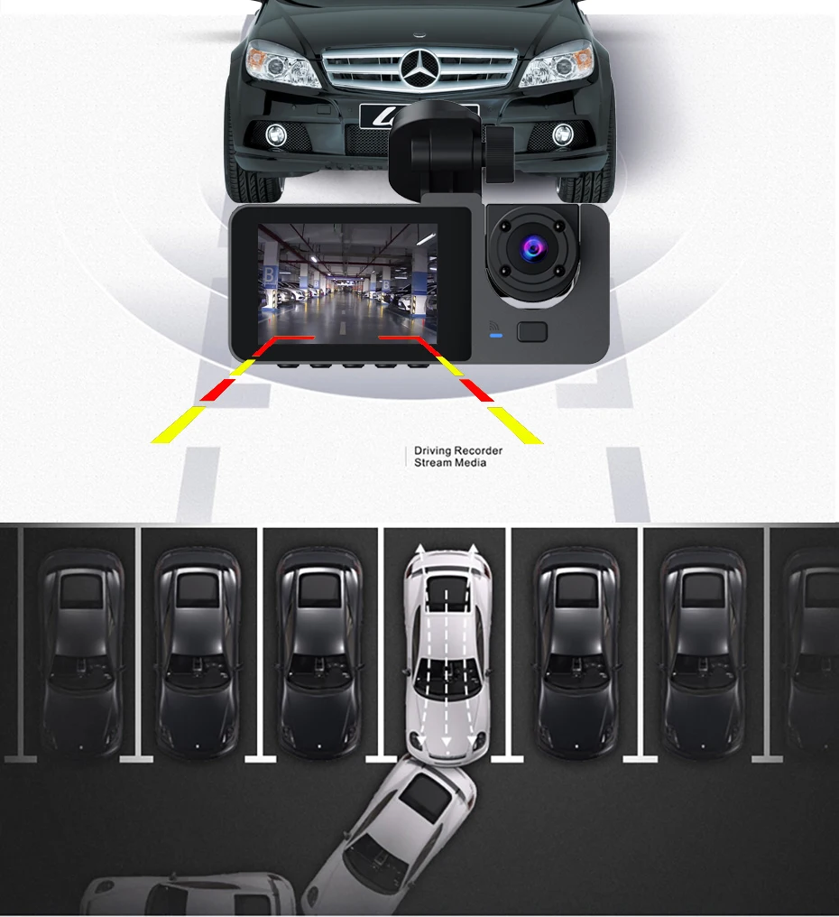 Kamera Dasbor 3 Saluran Baru 3 Kamera Kamera Dasbor Mobil Depan dan Belakang Kamera Dasbor Dvr Mobil Dalam 3 Lensa Kamera Dasbor Mobil